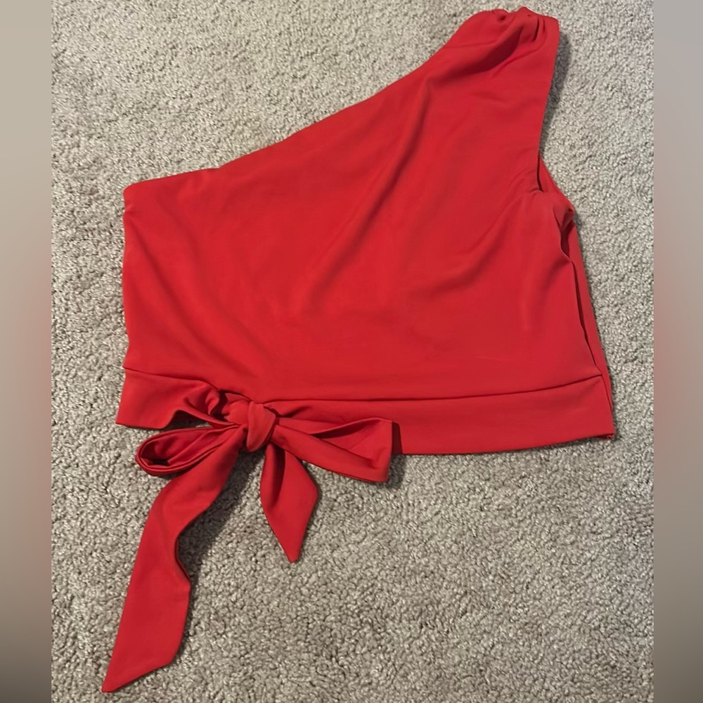 One Shoulder Red Tank